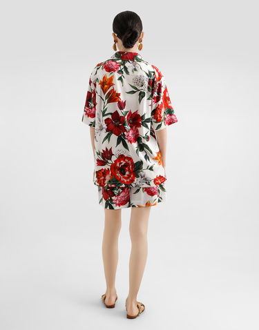 Košeľa Dolce & Gabbana Dolce & Gabbana Charmeuse Floral-Print Shirt Biela | F5N17TFSA7VHA5PB, 2