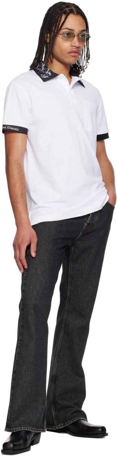 Polo tričko Versace Versace Jeans Couture Baroque Collar Polo Biela | E78GAGT04_ECJ01T, 3