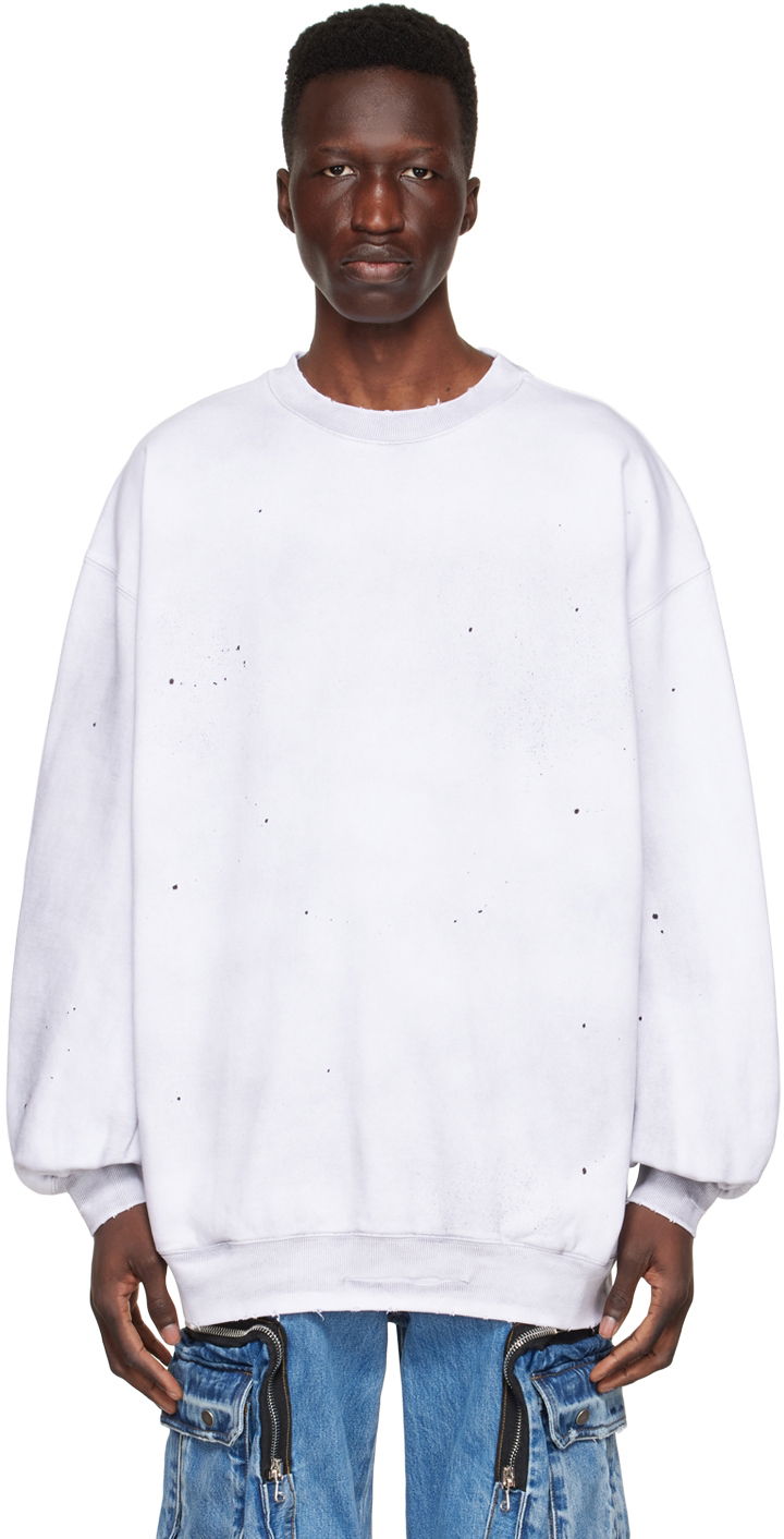 Mikina We11done We11done Distressed Cotton Sweatshirt Biela | WD-TS1-22-620-U-WH, 0