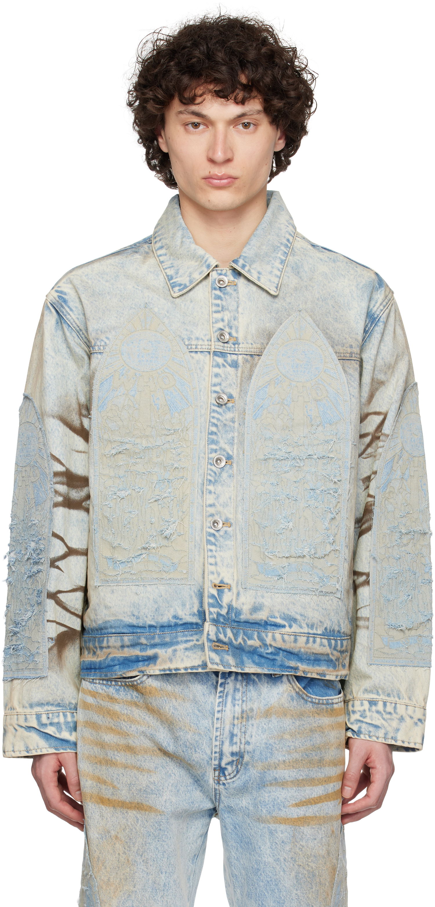 Bunda Who Decides War Who Decides War Signature Mechanic Trucker Denim Jacket Modrá | 1131310009SS25, 0