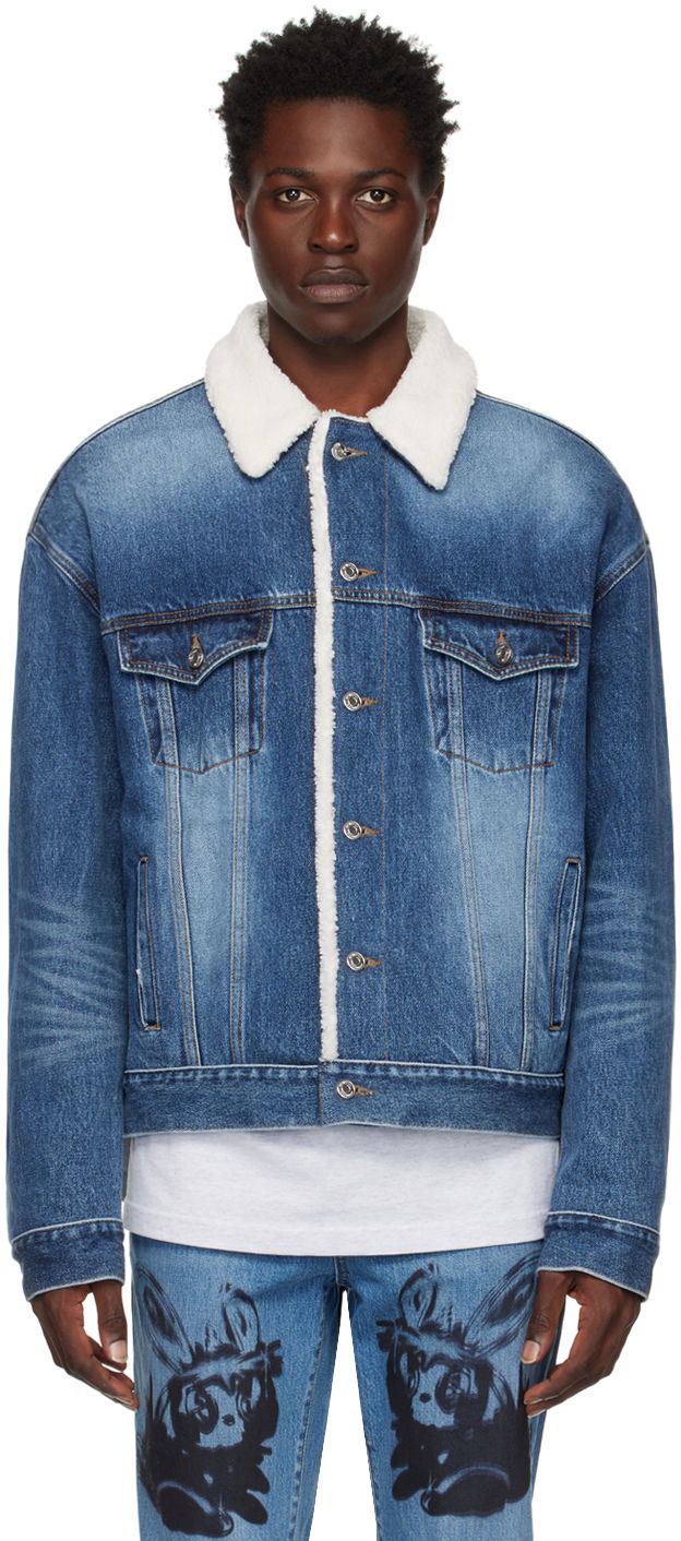 Bunda We11done Oversized Faux-Shearling Denim Jacket Modrá | WD-DJ3-22-378-U-BL, 0