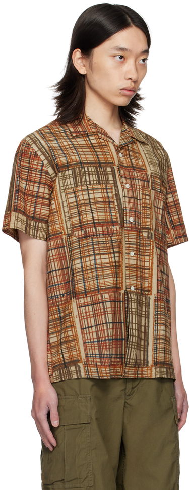 Košeľa BEAMS BEAMS PLUS Block Print Short Sleeve Shirt Hnedá | 3801-0108-139, 1