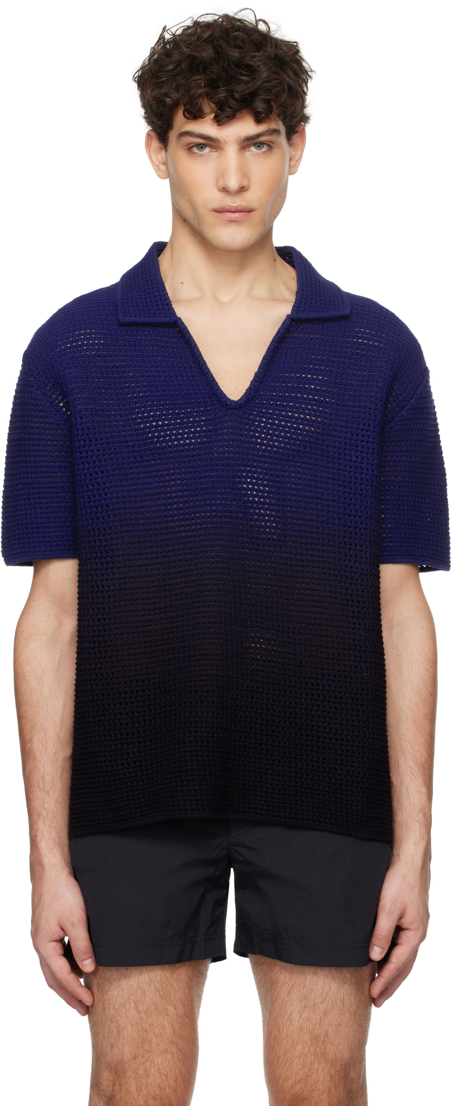 Polo tričko Orlebar Brown Orlebar Brown Batten Open Knit Polo Modrá | 280027, 0