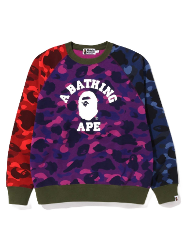 Sveter BAPE Crazy Camo Relaxed Fit College Crewneck Fialová | 1I80-113-009