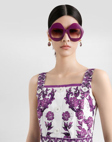 Šaty Dolce & Gabbana Dolce & Gabbana Majolica Print Poplin Fit-and-Flare Dress Fialová | F6TTJTHH5ENIP3TN, 3