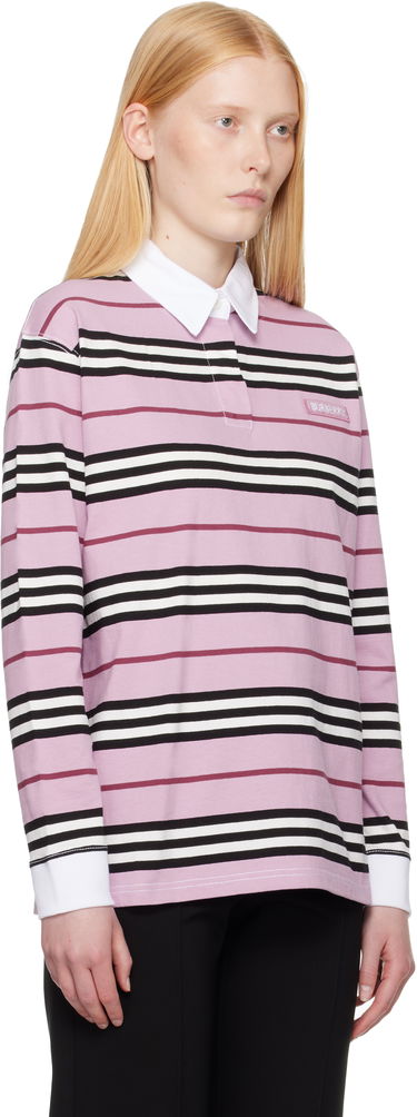 Polo tričko Burberry Burberry Long Sleeve Striped Polo Ružová | 8106581, 1