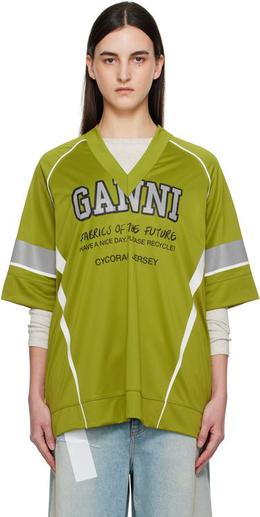 Dres GANNI GANNI Future Mesh Oversized T-Shirt Zelené | T4299, 0