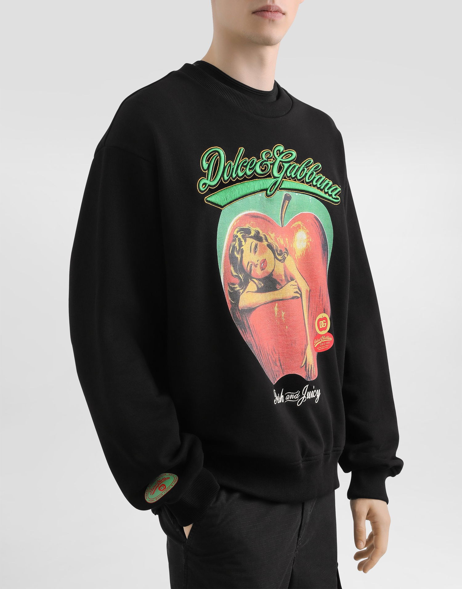 Mikina Dolce & Gabbana Dolce & Gabbana Embroidered Apple Graphic Sweatshirt Čierna | G9AHSZG7PHGN0000, 1
