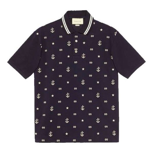 Polo tričko Gucci Embroidered Short Sleeve Polo Navy | 604157-XJB0T-4437