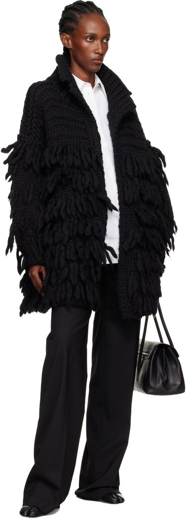 Kabáty Yohji Yamamoto YOHJI YAMAMOTO Fringe Knit Coat Čierna | FM-K53-105, 3