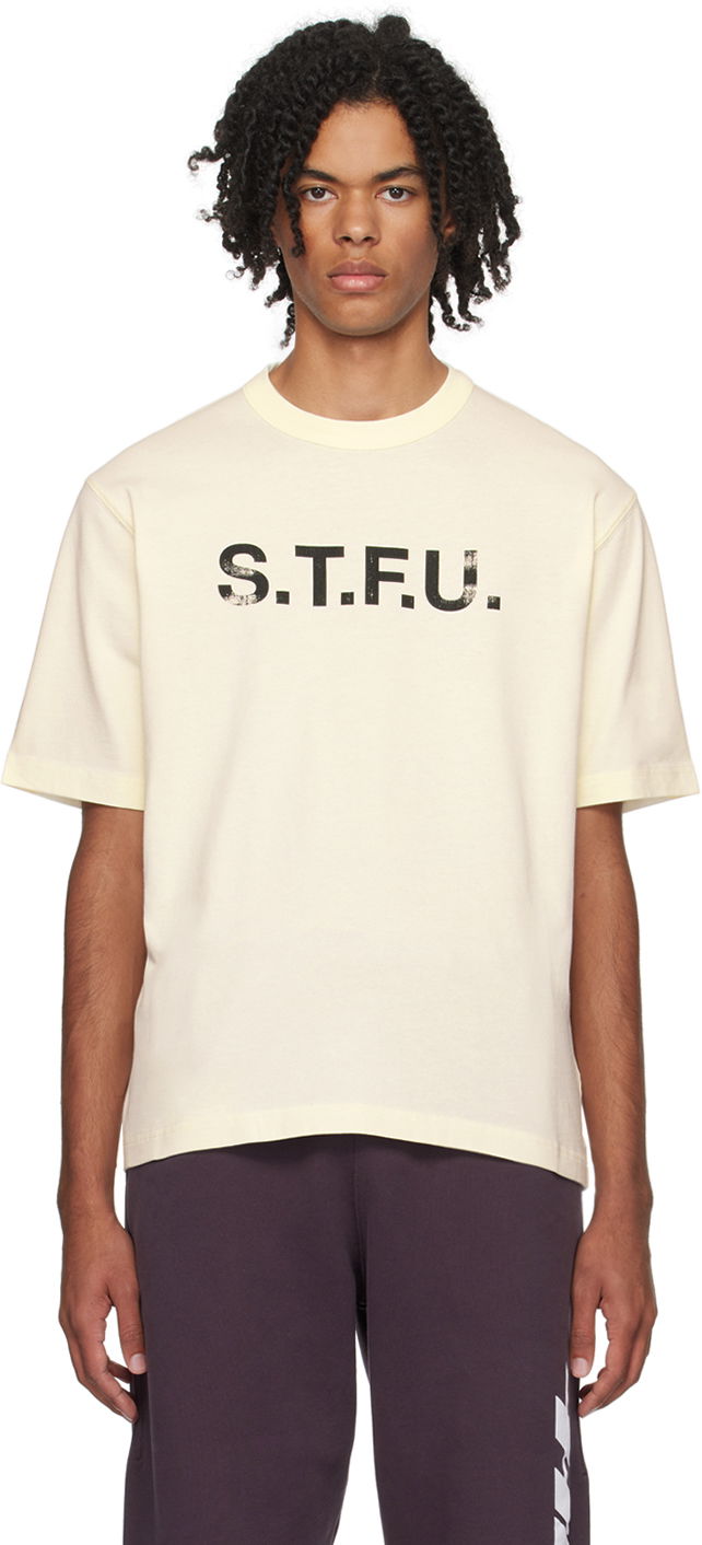 Tričko HERON PRESTON 'S.T.F.U' T-Shirt Béžová | HMAA032F23JER0150446, 0