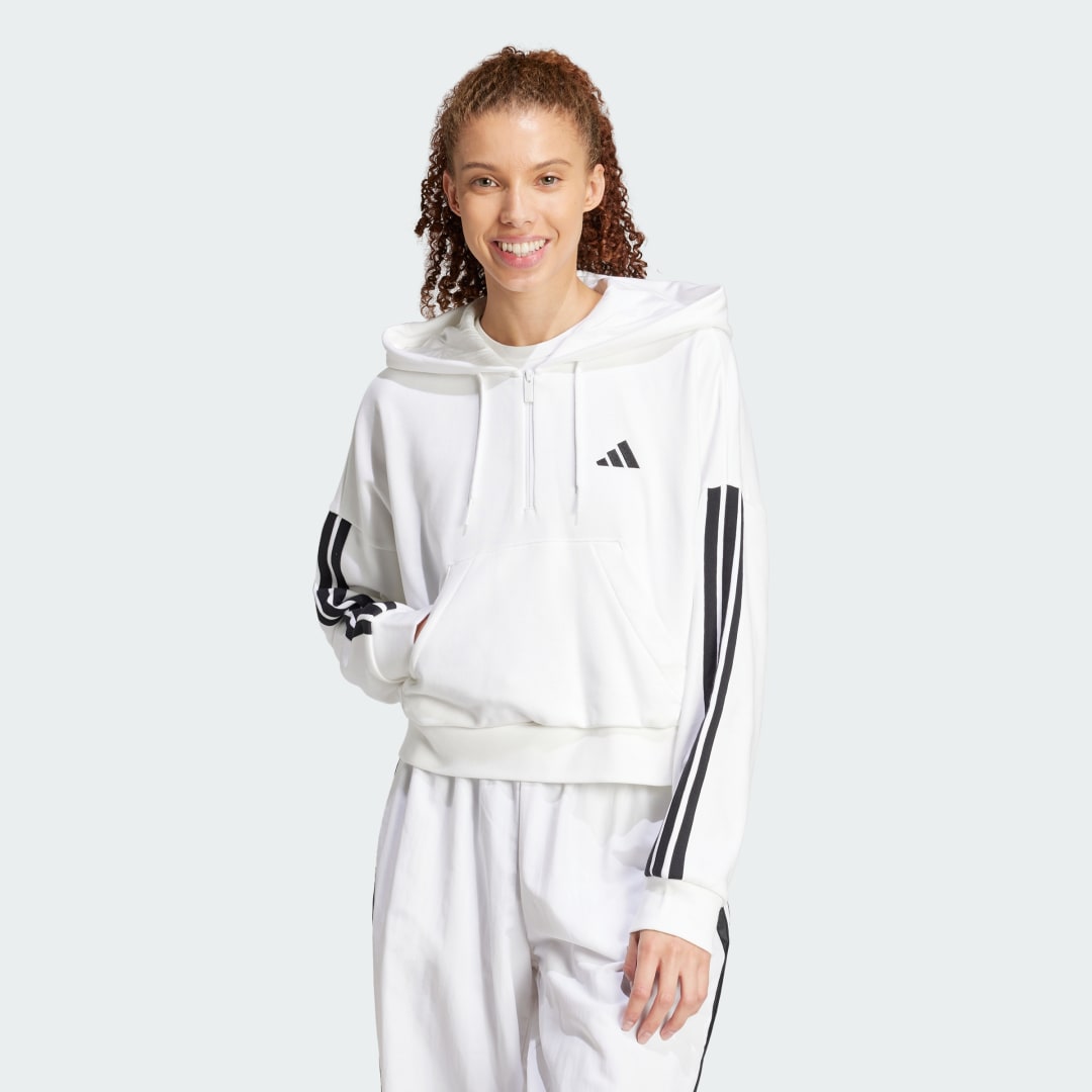Mikina adidas Performance Quarter-Zip Hoodie With Kangaroo Pocket Biela | JN1948, 0