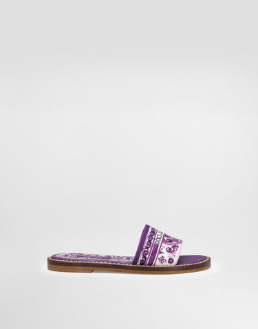 Doplnky Dolce & Gabbana Dolce & Gabbana Majolica-Print Canvas Flat Slippers Fialová | D11330AF538I03TN, 0
