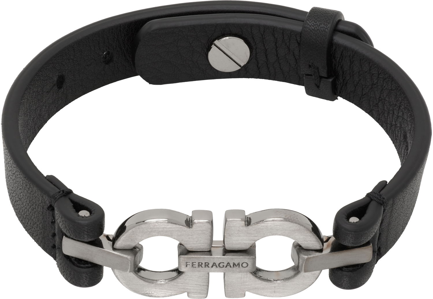 Náramok FERRAGAMO Salvatore Ferragamo Double Gancini Leather Bracelet Čierna | 785723, 0