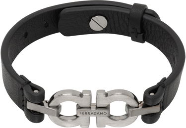 Náramok FERRAGAMO Salvatore Ferragamo Double Gancini Leather Bracelet Čierna | 785723, 0