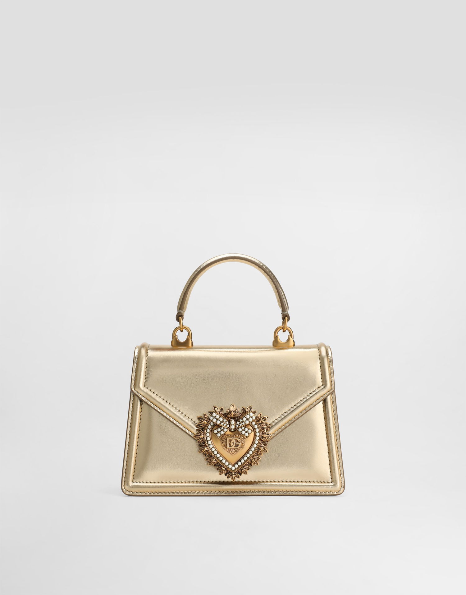 Taška cez rameno Dolce & Gabbana Small Devotion Mordore Nappa Leather Shoulder and Crossbody Bag Metalická | BB6711A101687503, 0