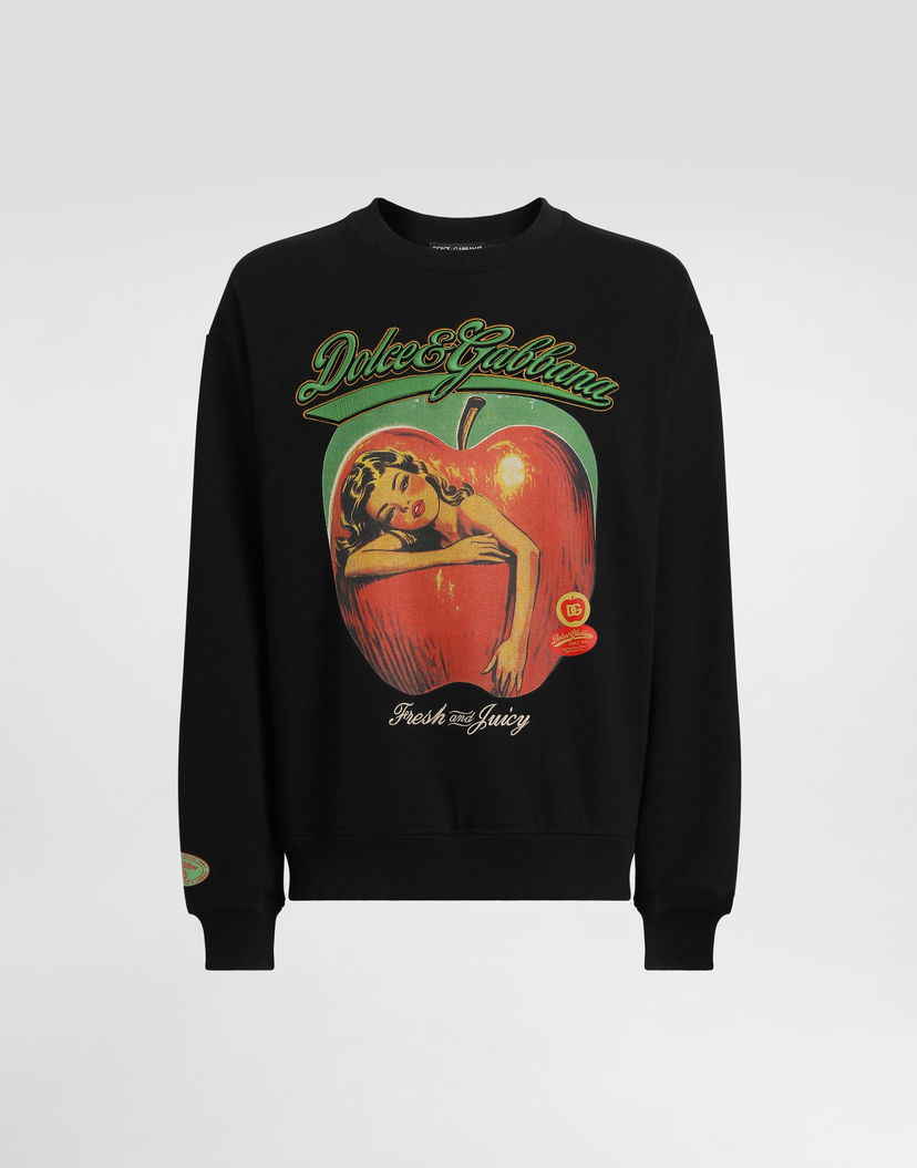 Mikina Dolce & Gabbana Dolce & Gabbana Embroidered Apple Graphic Sweatshirt Čierna | G9AHSZG7PHGN0000