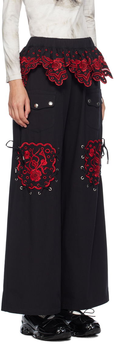 Cargo nohavice Chopova Lowena Embroidered Wide-Leg Cargo Trousers Čierna | 4072, 4