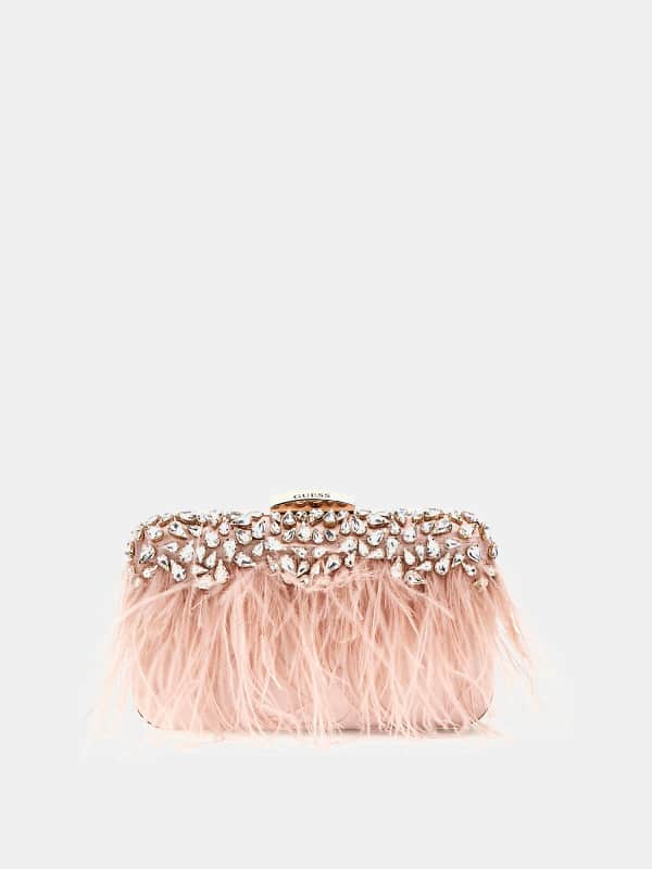 Kabelka GUESS Eldey Feathered Clutch Ružová | HWELDEP4286, 0