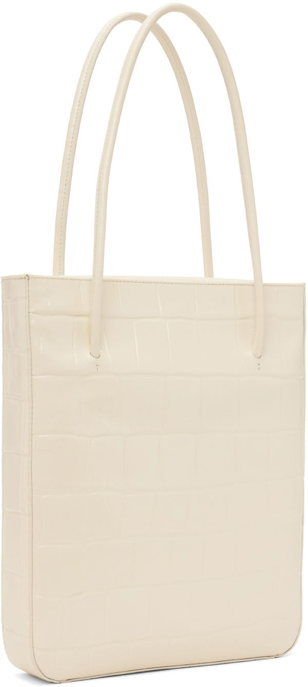 BY FAR Script Croc-Embossed Leather Tote