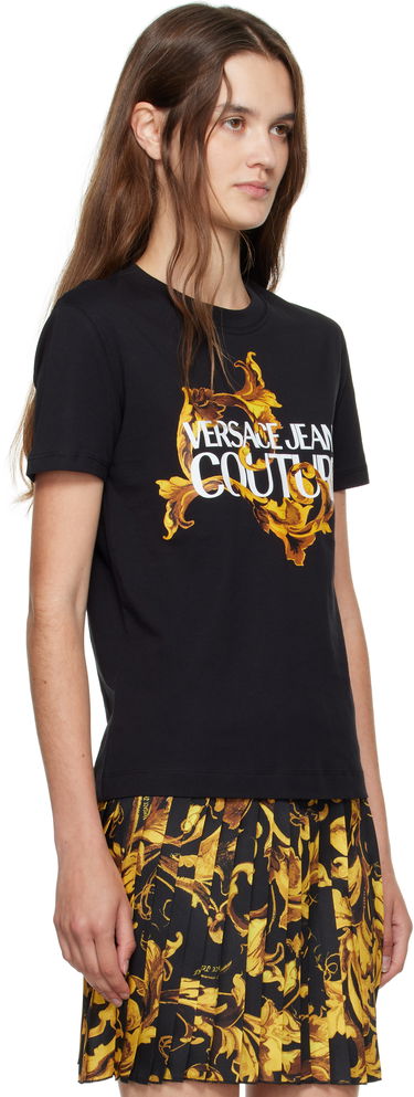 Tričko Versace Versace Jeans Couture Cotton Jersey T-shirt with Baroque Print Čierna | E79HAHE06_ECJ00E, 1