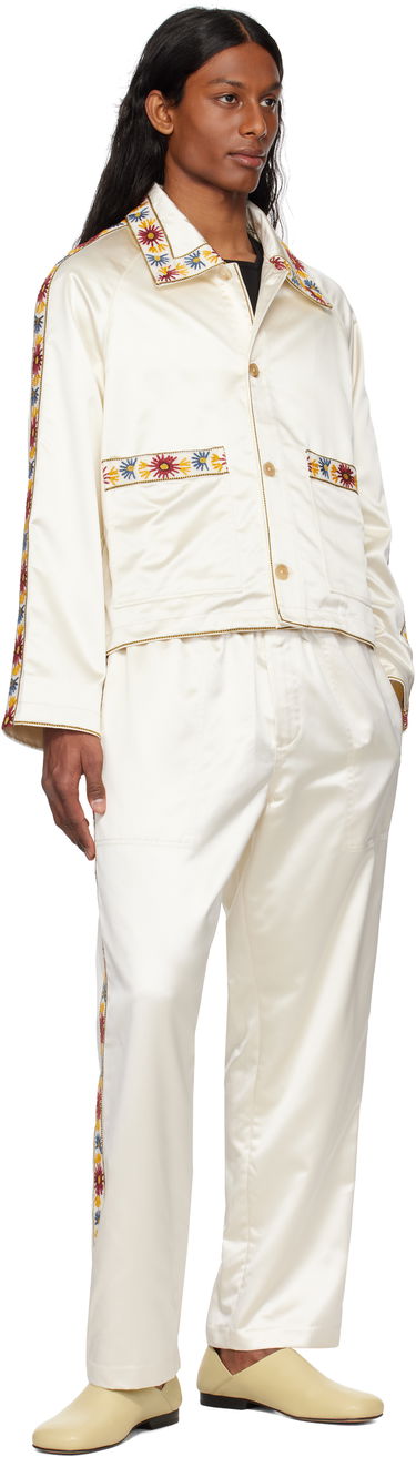 Bomber bunda Bode Bode Embroidered Satin Jacket Biela | MRS25OW014, 3