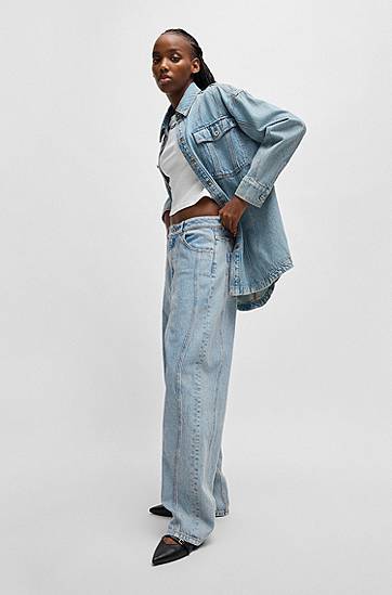 Džínsy BOSS Loose Fit Jeans with Wavy Seamlines Modrá | 50531726, 1