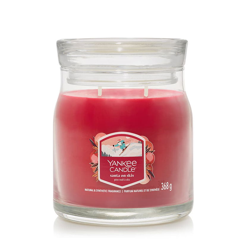 Sviečka Yankee Candle Signature Medium Jar 2 Wicks Santa On Skis Červená | 43501