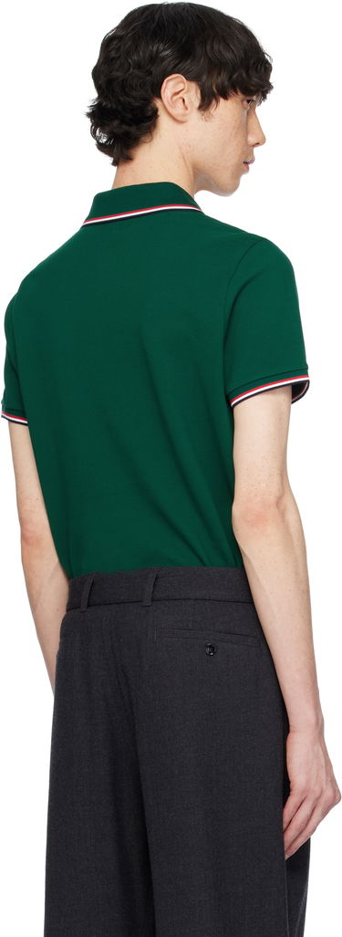 Polo tričko Moncler Moncler Cotton Piquet Polo Shirt with Tricolor Trim Zelené | K10918A7030084556, 2