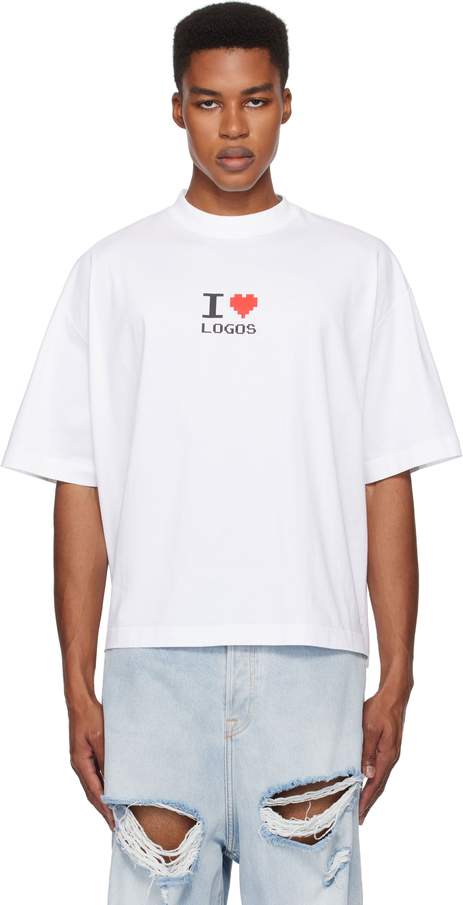 'I Love Logos' Cropped Boxy T-Shirt