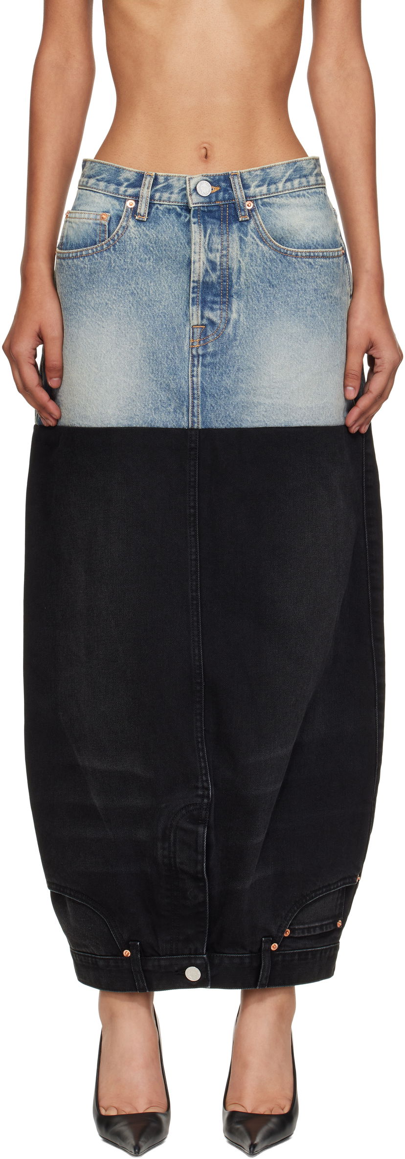 Sukňa VETEMENTS Vetements Double Denim Maxi Skirt Modrá | WH76DK880YBB2