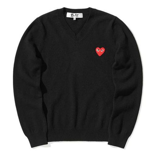 Sveter Comme des Garçons COMME des GARCONS PLAY V-Neck Pullover with Red Heart Čierna | AZ-N001-051-1, 0
