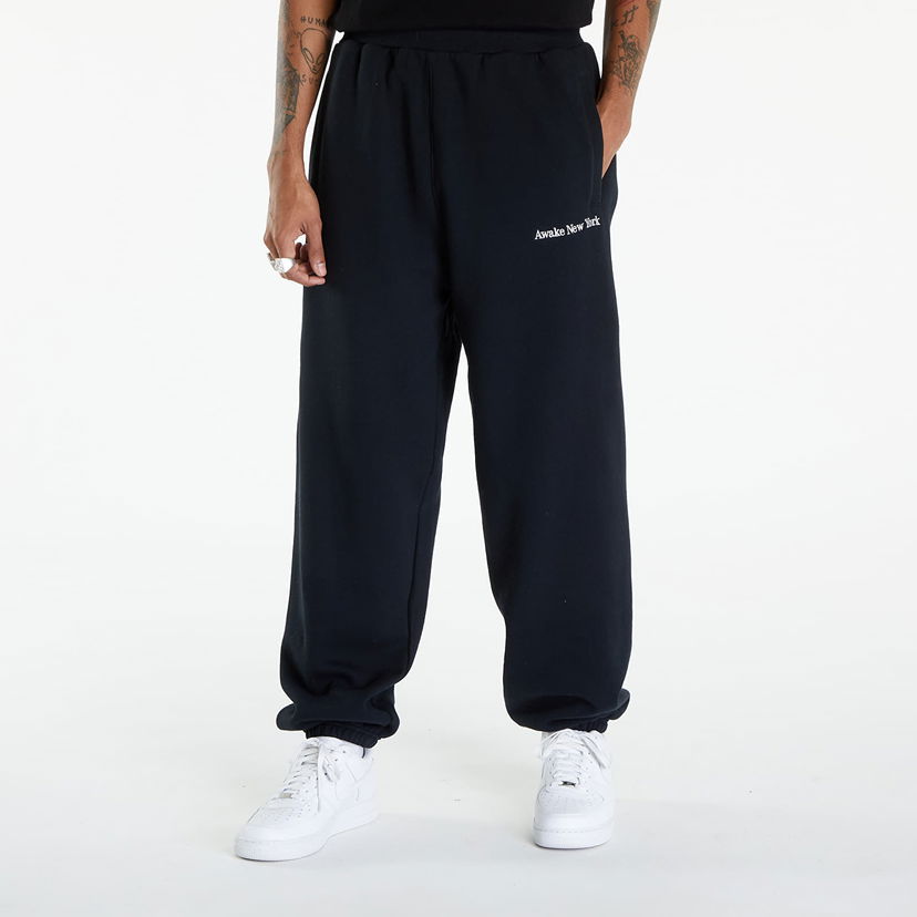 Tepláky Awake NY Serif Logo Embroidered Sweatpant Black Čierna | AWK-SP24-PA008-BLK