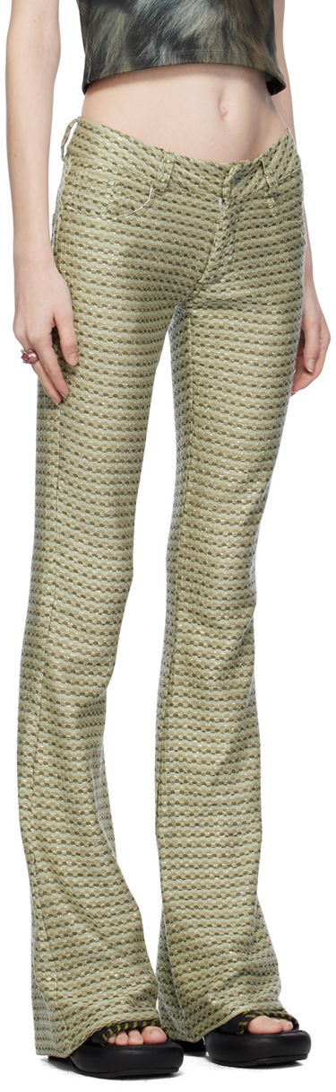 Nohavice Collina Strada Collina Strada Checked Flare Trousers Zelené | XX6012, 1