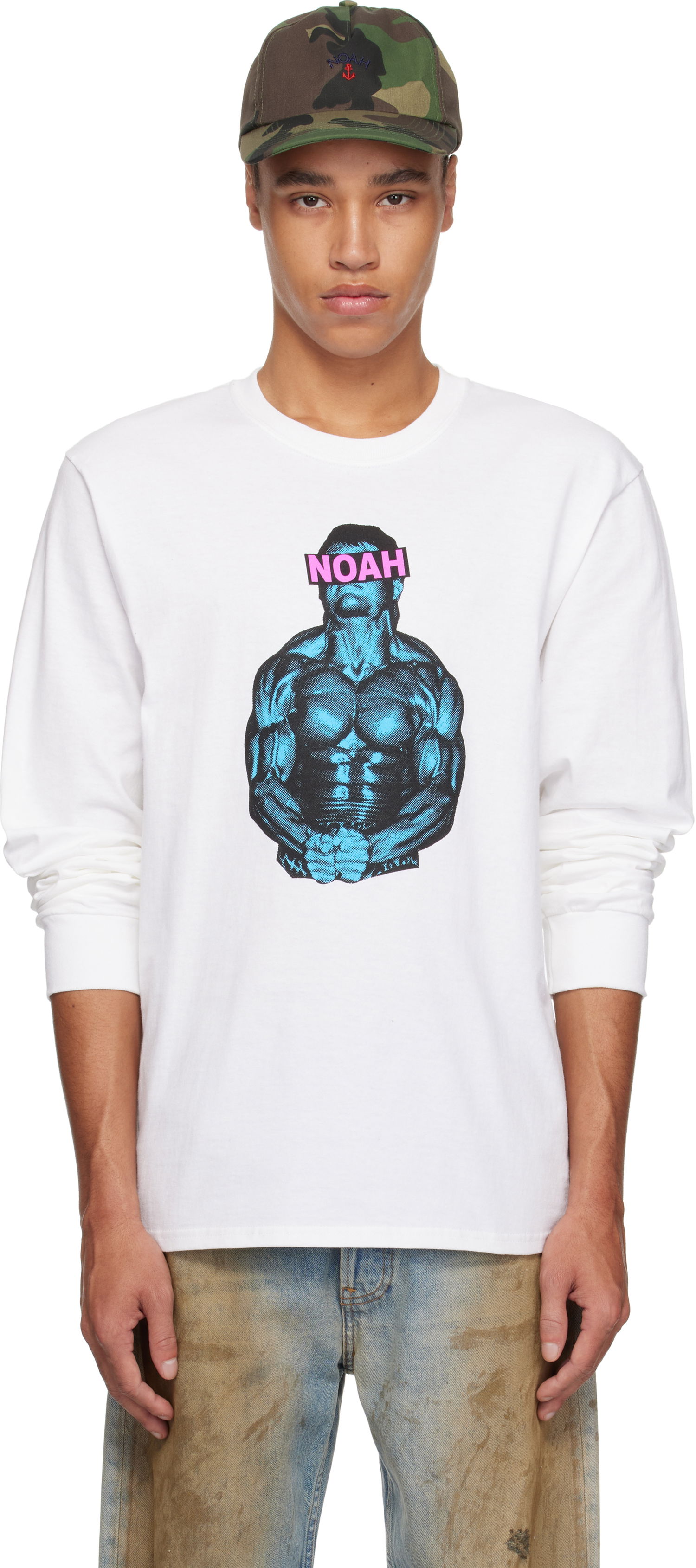 Tričko Noah Noah 'The Pain Cave' Graphic Long Sleeve T-Shirt Biela | T256SS25WHT, 0