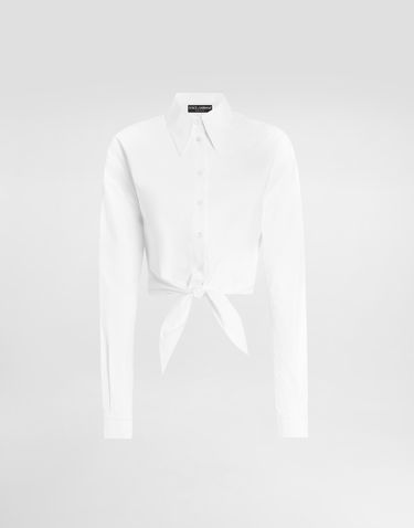 Košeľa Dolce & Gabbana Dolce & Gabbana Stretch Poplin Tie Front Cropped Shirt Biela | F5S65TFUEFMW0800, 0