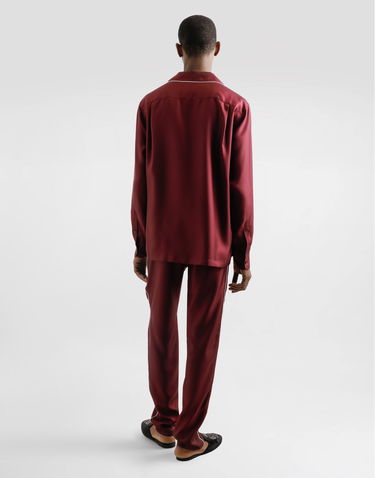 Pyžamo Dolce & Gabbana Silk Pajama Pants With Logo Embroidery Vínová | GVCRAZGJ155R0108, 2