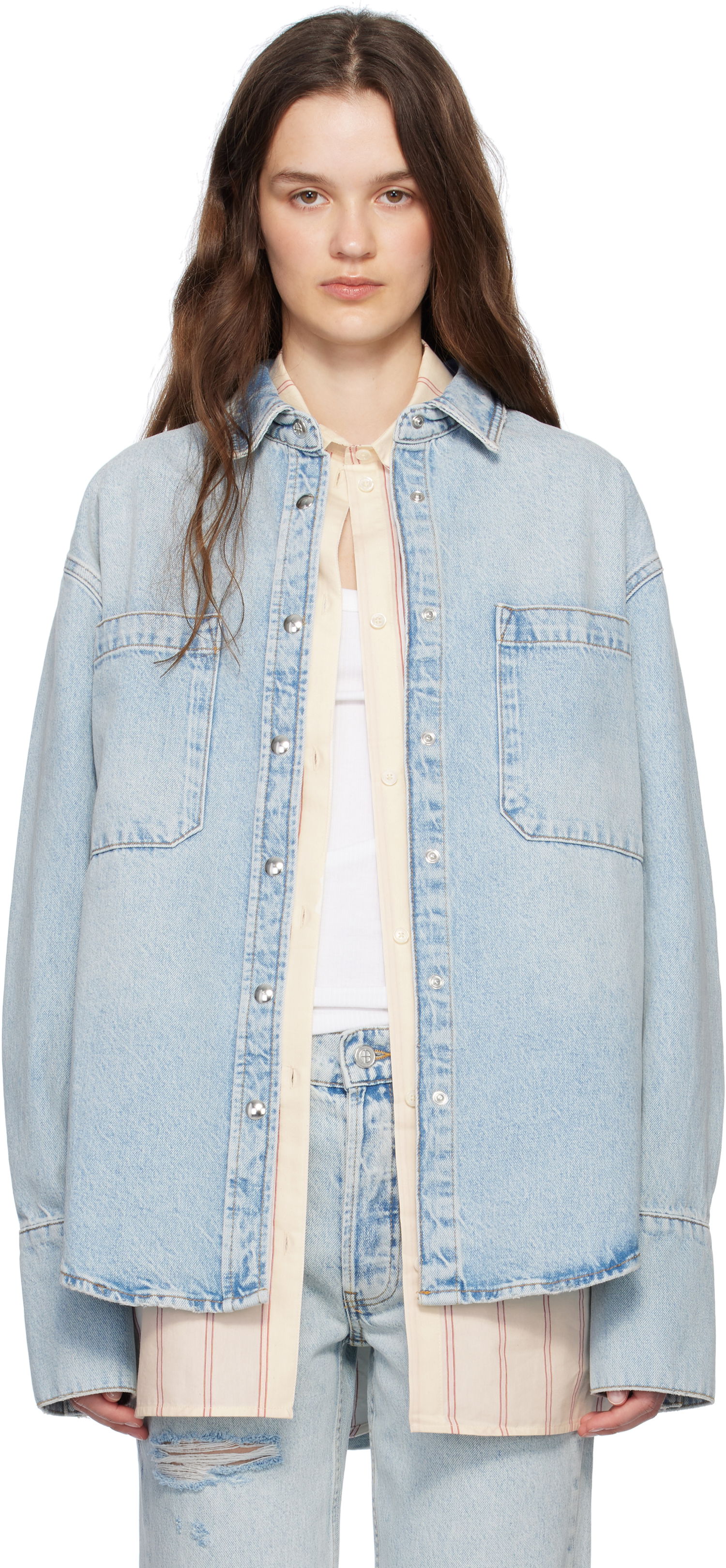 Košeľa Anine Bing ANINE BING Dante Denim Overshirt Modrá | A-07-10239-WHD24, 0