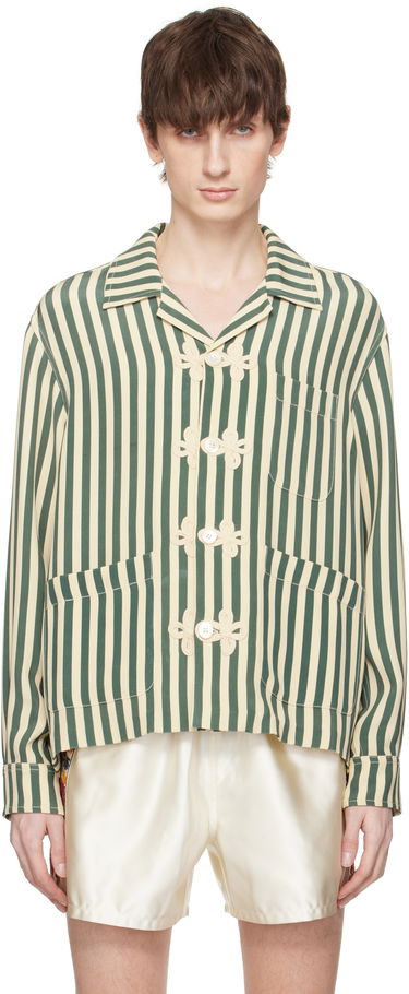 Košeľa Bode Bode Soda Stripe Trillium Shirt Zelené | MRS25SH014, 0