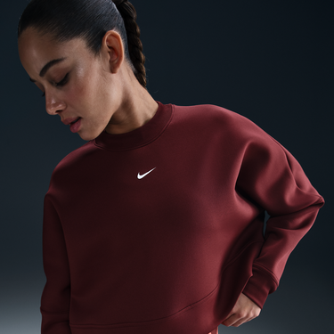 Sveter Nike Prima Dri-FIT Loose Cropped Crew Sweatshirt Vínová | HJ1186-619, 1