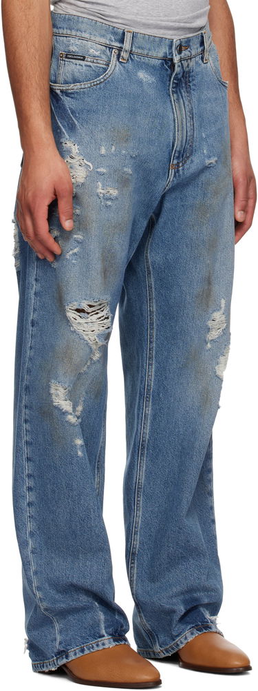 Džínsy Dolce & Gabbana Dolce&Gabbana Oversized Distressed Tag Jeans Modrá | GWVNXDG8MT7, 1