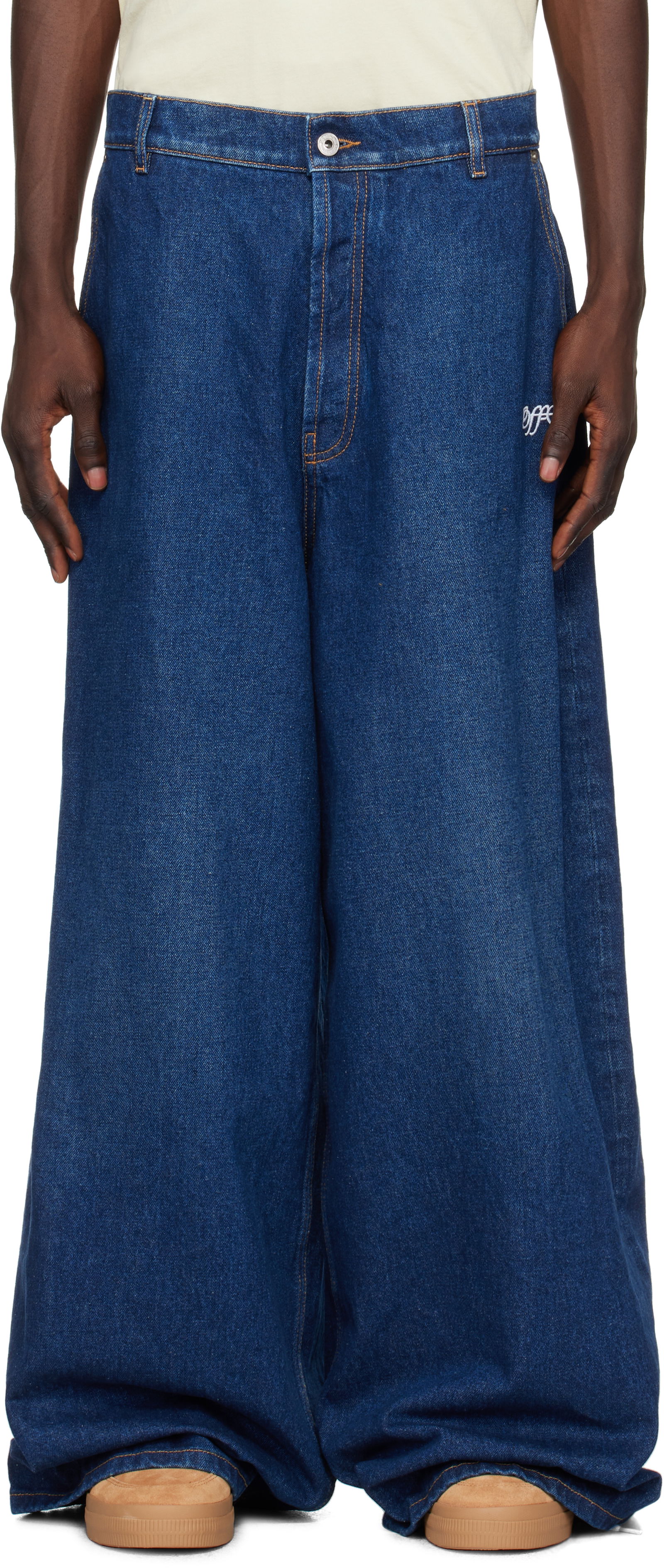 Script Wide Denim Jeans