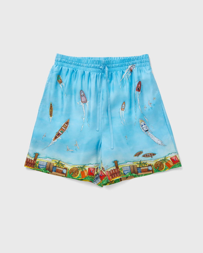 Šortky Casablanca UNISEX SILK SHORTS WITH DRAWSTRINGS Modrá | MS24-TR-012-05