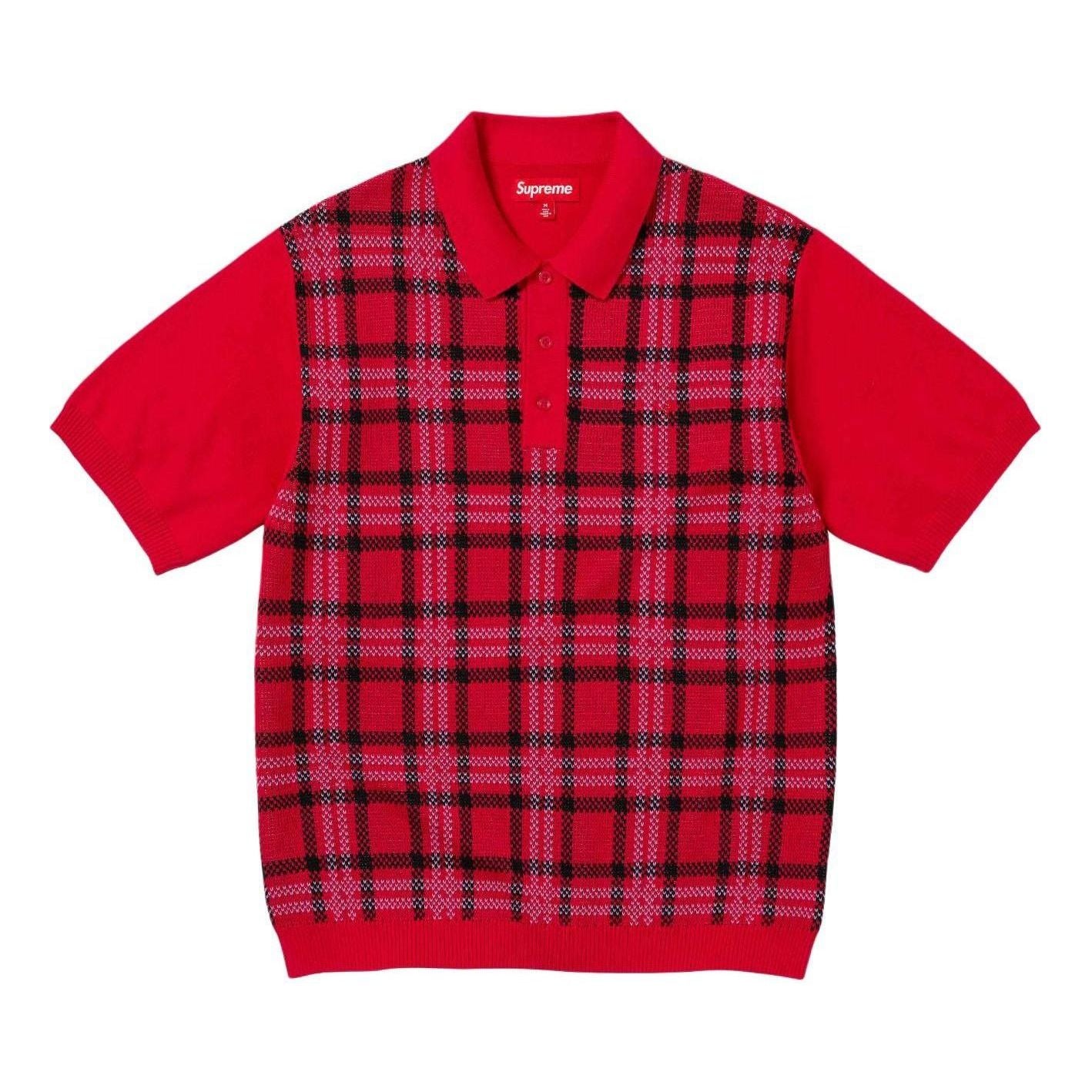Polo tričko Supreme Plaid Knit Short Sleeve Polo Červená | SUP-SS24-239, 0