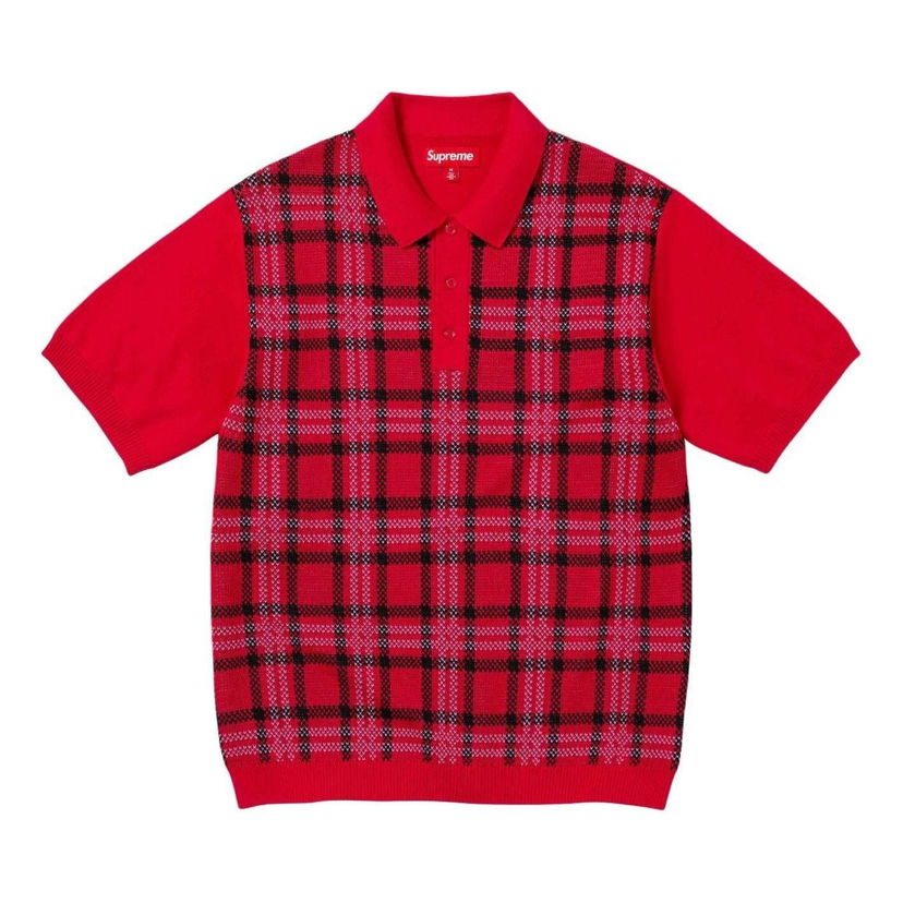 Polo tričko Supreme Plaid Knit Short Sleeve Polo Červená | SUP-SS24-239
