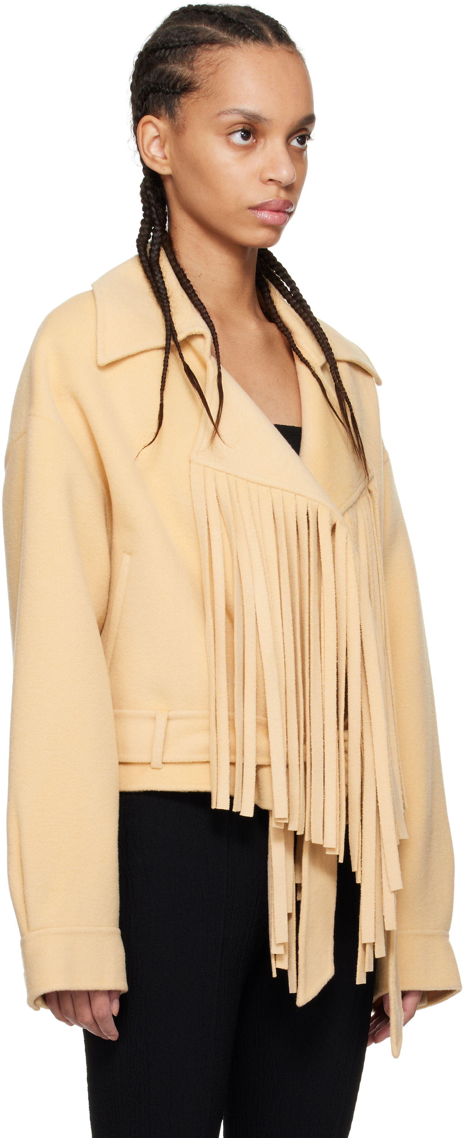Nanushka Ticia Fringed Double Wool Jacket