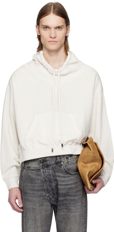 Mikina R13 R13 Funnel Neck Cropped Popover Sweatshirt Biela | R13MK255-K001B, 0