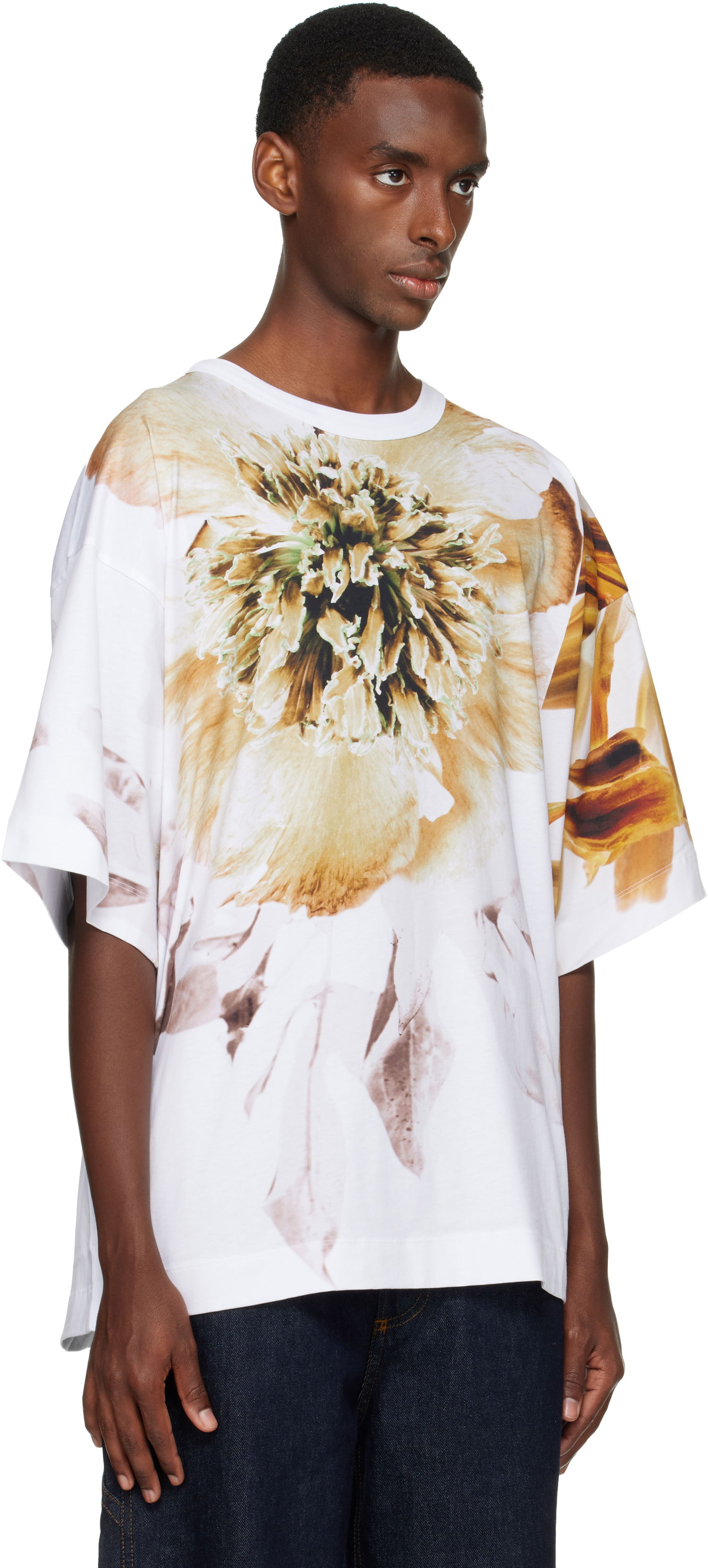 Tričko Dries Van Noten Dries Van Noten Floral Print Oversized T-shirt Biela | 252-021109-2601, 1