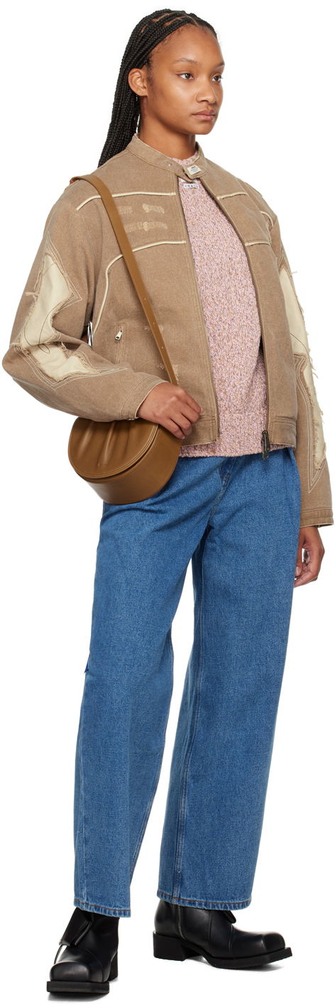 Gathered Leather Shoulder Bag
