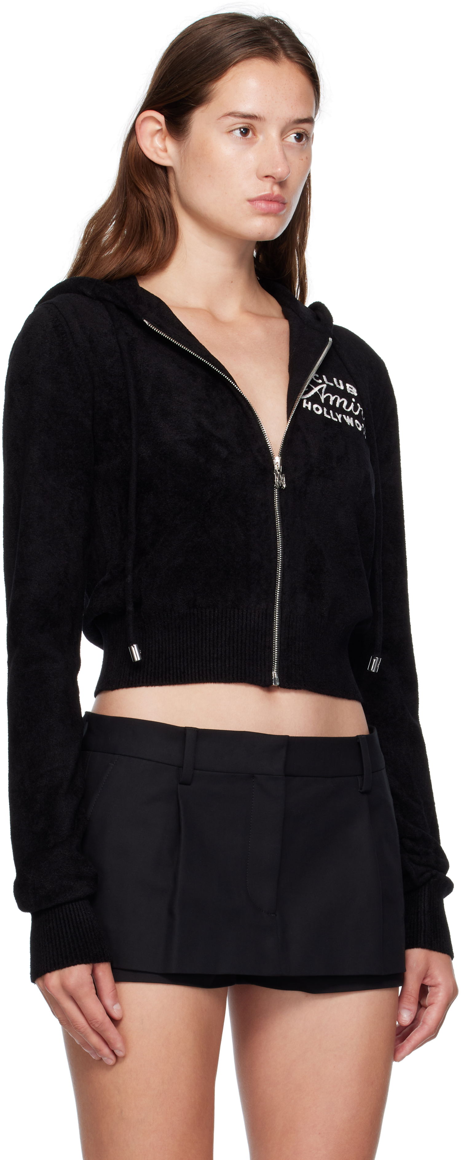 Mikina AMIRI AMIRI 'Club AMIRI' Cropped Zip-Up Hoodie Čierna | AWKNHD1010, 1